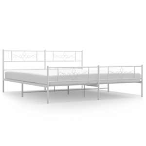 Kovový rám postele s hlavovým a nožním čelem bílý 200 x 200 cm - obrázek 2
