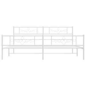 Kovový rám postele s hlavovým a nožním čelem bílý 200 x 200 cm - obrázek 5