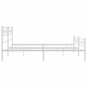 Kovový rám postele s hlavovým a nožním čelem bílý 200 x 200 cm - obrázek 6
