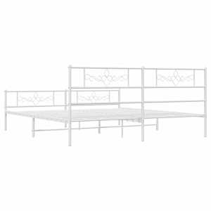 Kovový rám postele s hlavovým a nožním čelem bílý 200 x 200 cm - obrázek 7
