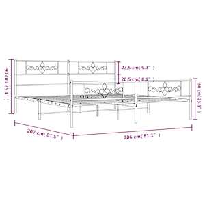 Kovový rám postele s hlavovým a nožním čelem bílý 200 x 200 cm - obrázek 9