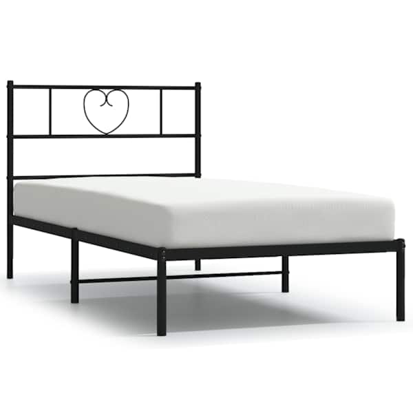 vidaXL metallist voodiraam peatsiga, must, 75x190 cm