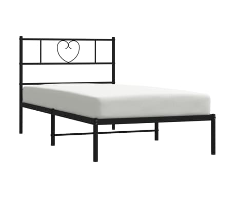 vidaXL Metal Bed Frame with Headboard Black 90x200 cm