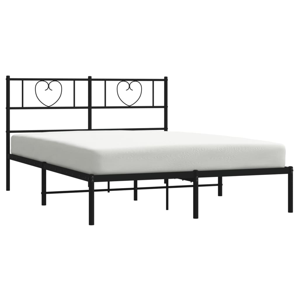 vidaXL Bedframe met hoofdbord metaal zwart 120x190 cm afbeelding