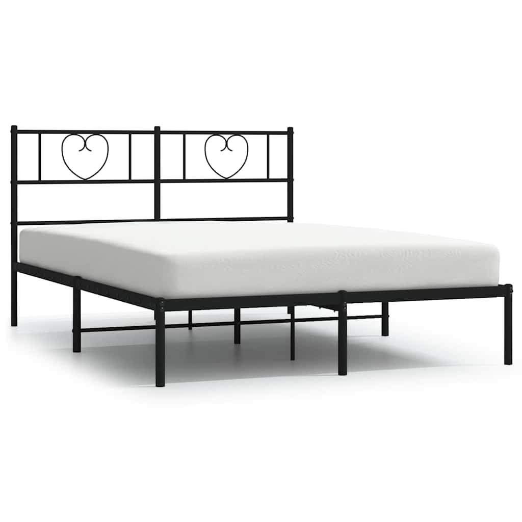 vidaXL Bedframe met hoofdbord metaal zwart 150x200 cm, foto 3