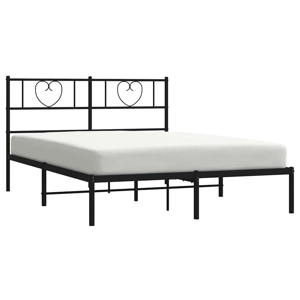 vidaXL Bedframe met hoofdbord metaal zwart 150x200 cm, foto 4