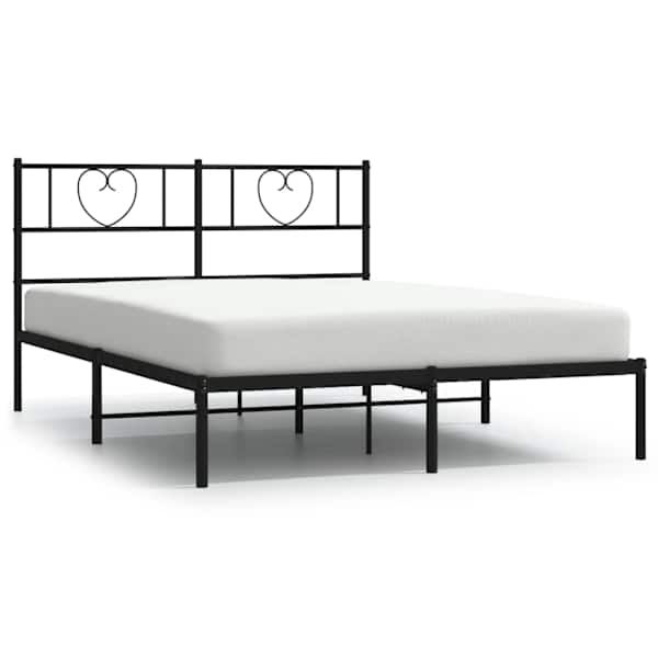 vidaXL metallist voodiraam peatsiga, must, 160 x 200 cm