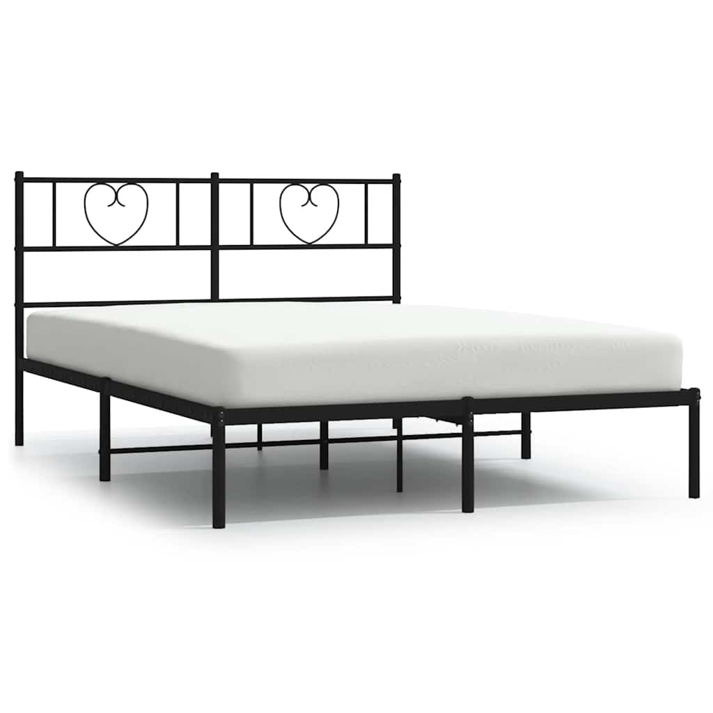 vidaXL Bedframe met hoofdbord metaal zwart 160x200 cm, foto 3
