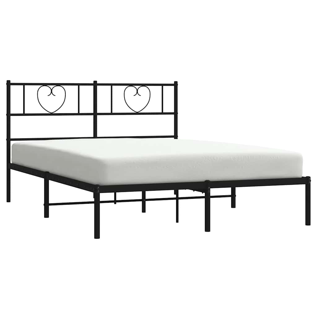 vidaXL Bedframe met hoofdbord metaal zwart 160x200 cm, foto 2