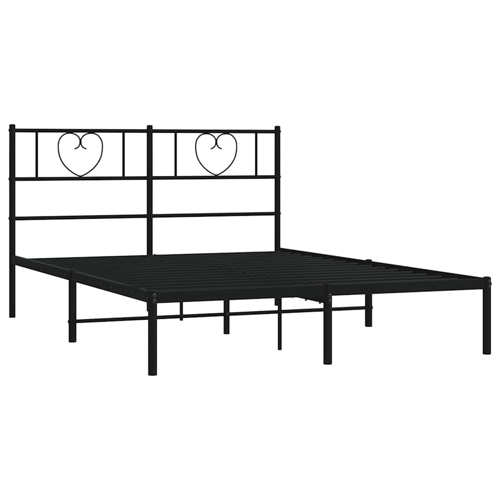 vidaXL Bedframe met hoofdbord metaal zwart 160x200 cm, foto 4