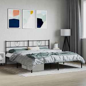 Kovový rám postele s čelem černý 180 x 200 cm - obrázek 1
