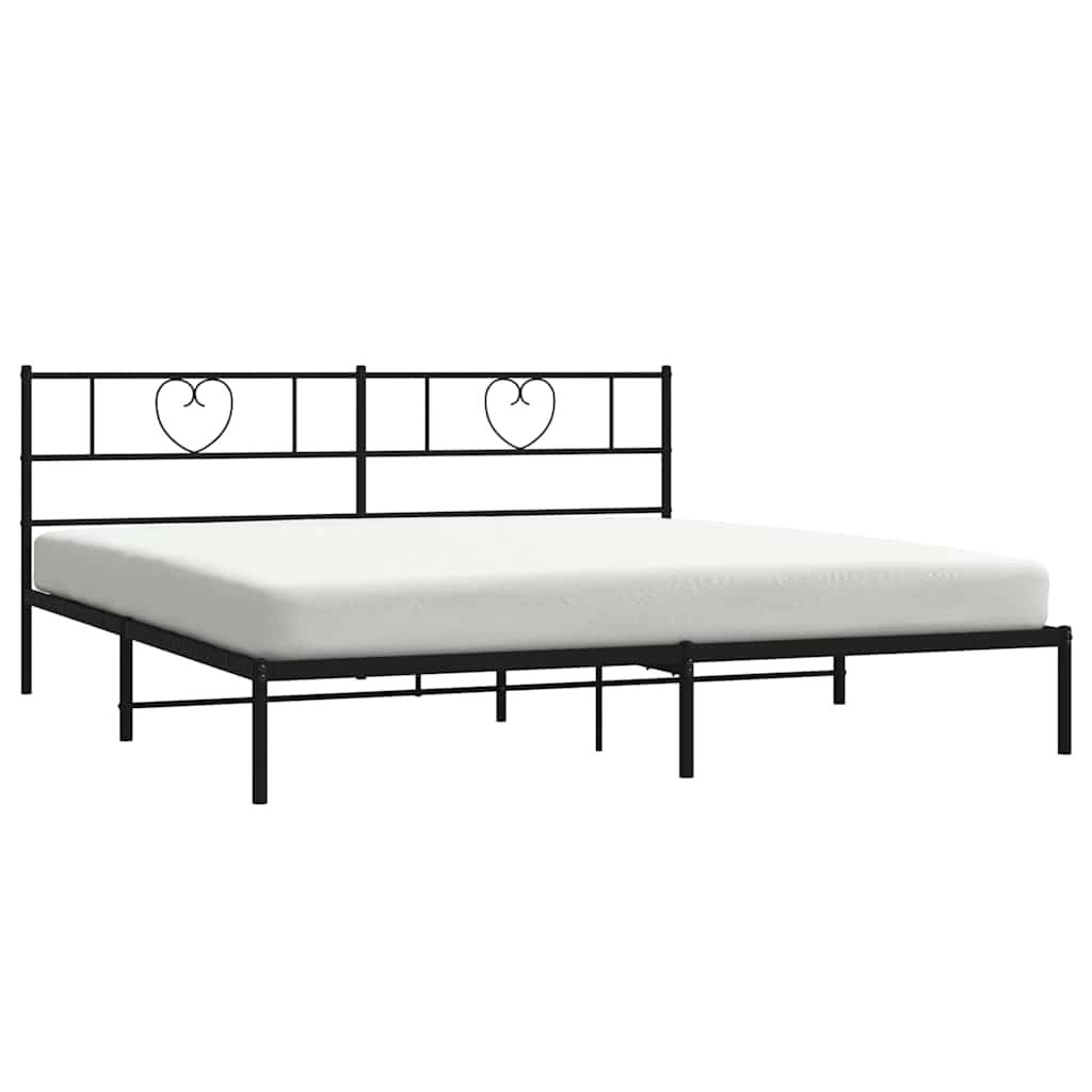 vidaXL Bedframe met hoofdbord metaal zwart 183x213 cm afbeelding
