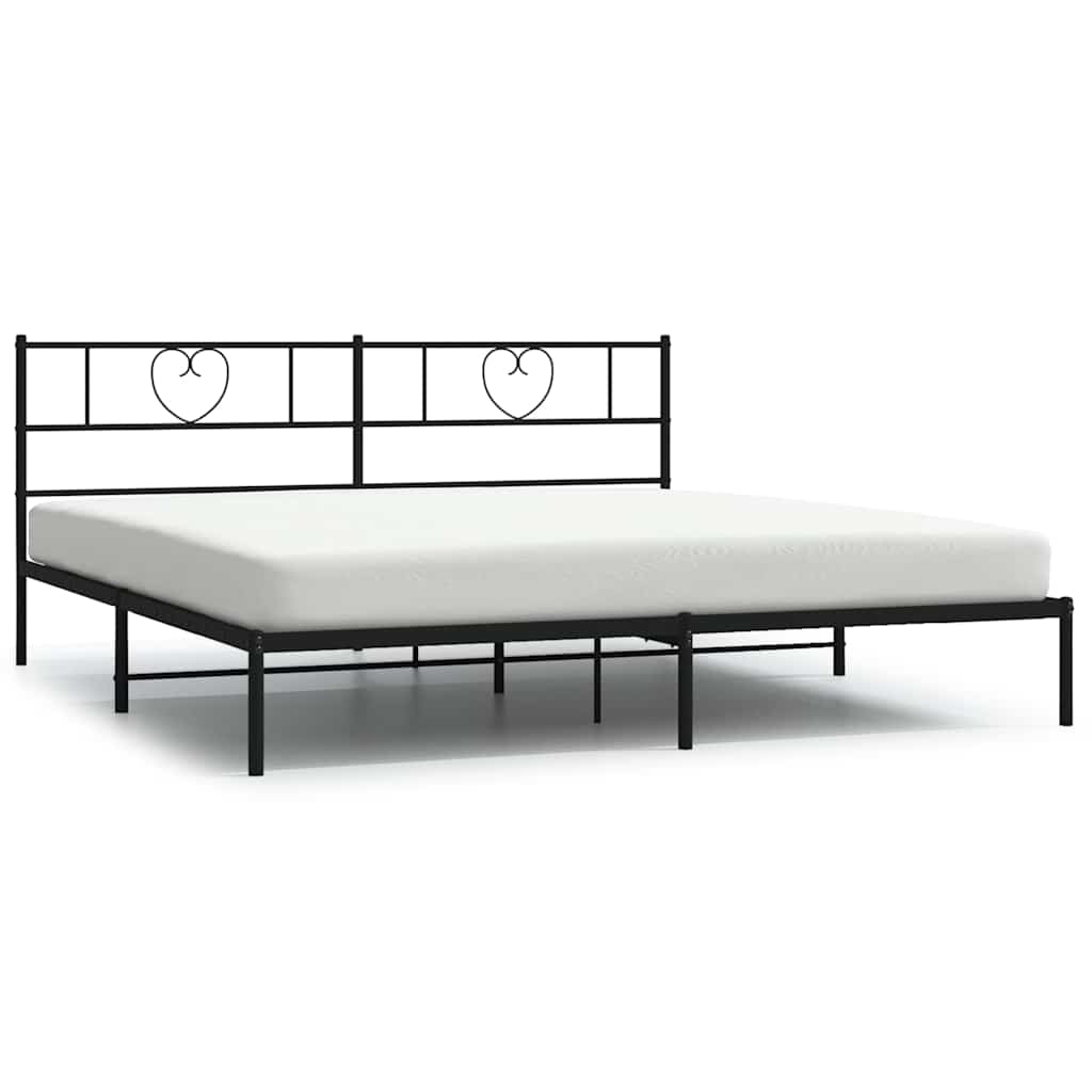 vidaXL Bedframe met hoofdbord metaal zwart 193x203 cm, foto 3