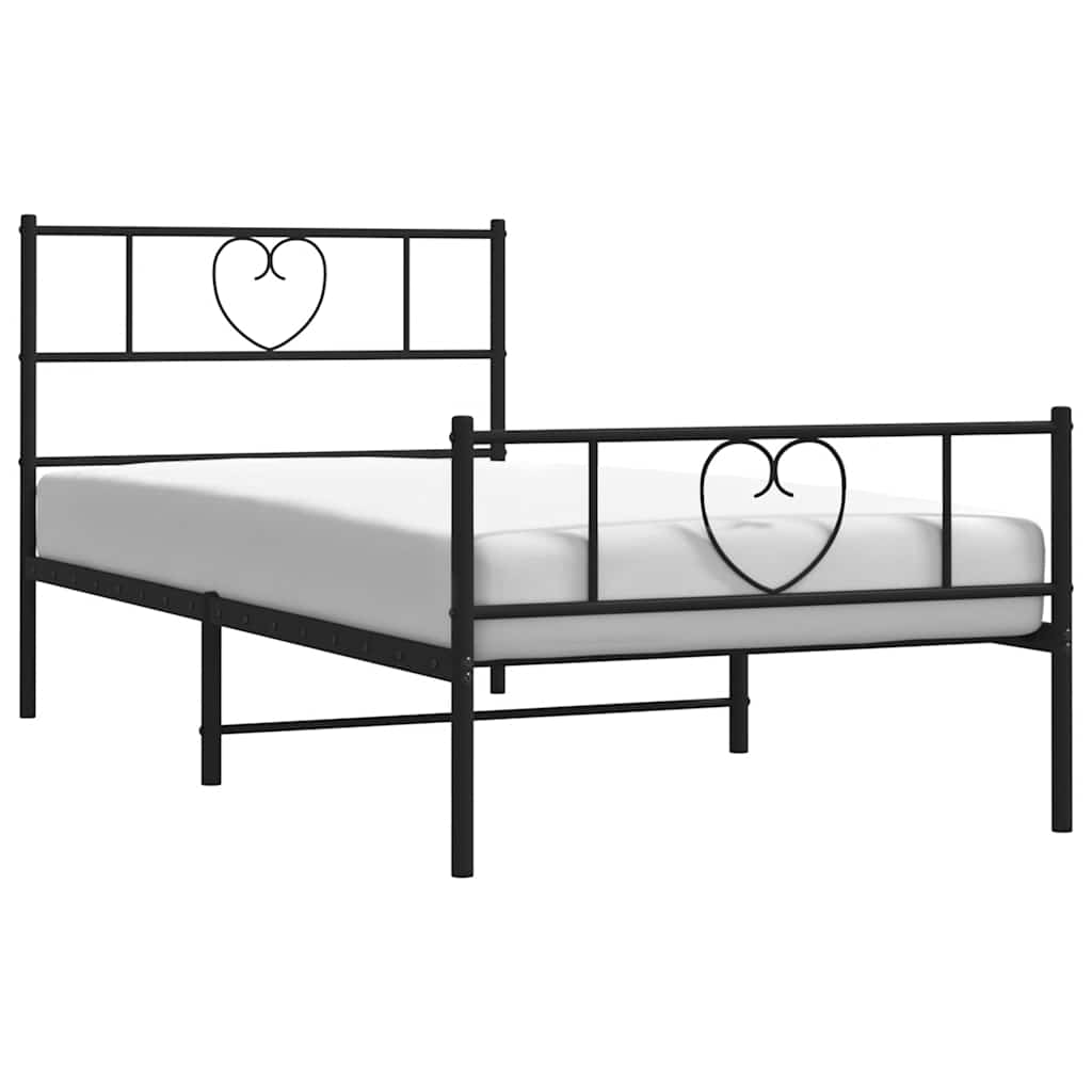 vidaXL Bedframe met hoofd- en voeteneinde metaal zwart 100x200 cm afbeelding