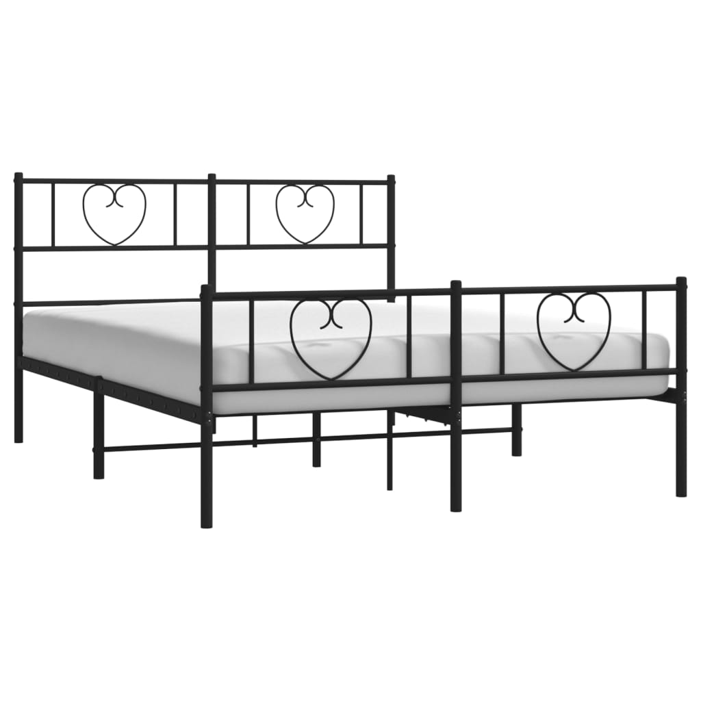 vidaXL Metal Bed Frame without Mattress with Footboard Black 120x190cm