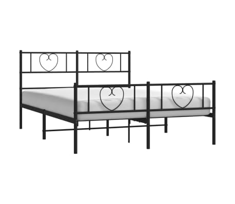 vidaXL Metal Bed Frame without Mattress with Footboard Black 120x190cm