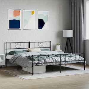 Kovový rám postele bez matrace s nožním čelem černý 180x200 cm - obrázek 1