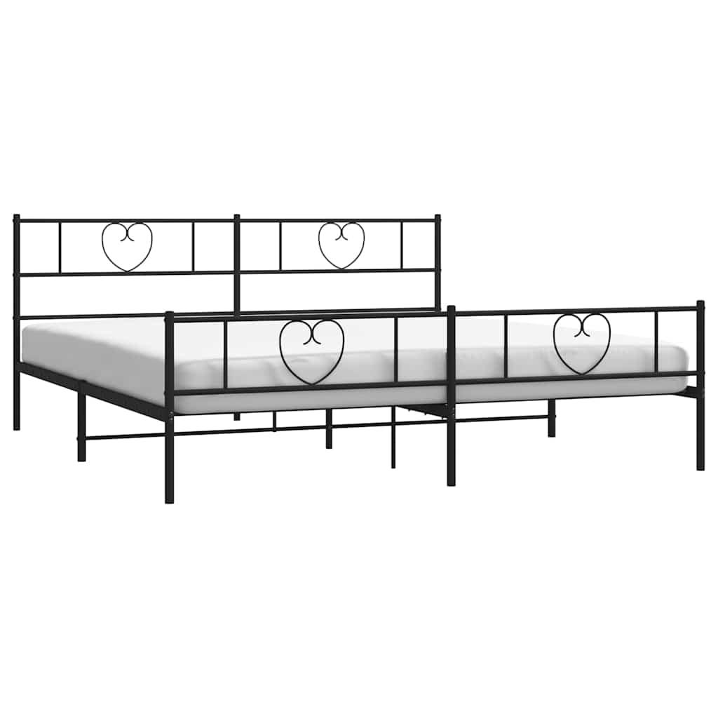 vidaXL Bedframe met hoofd- en voeteneinde metaal zwart 183x213 cm afbeelding