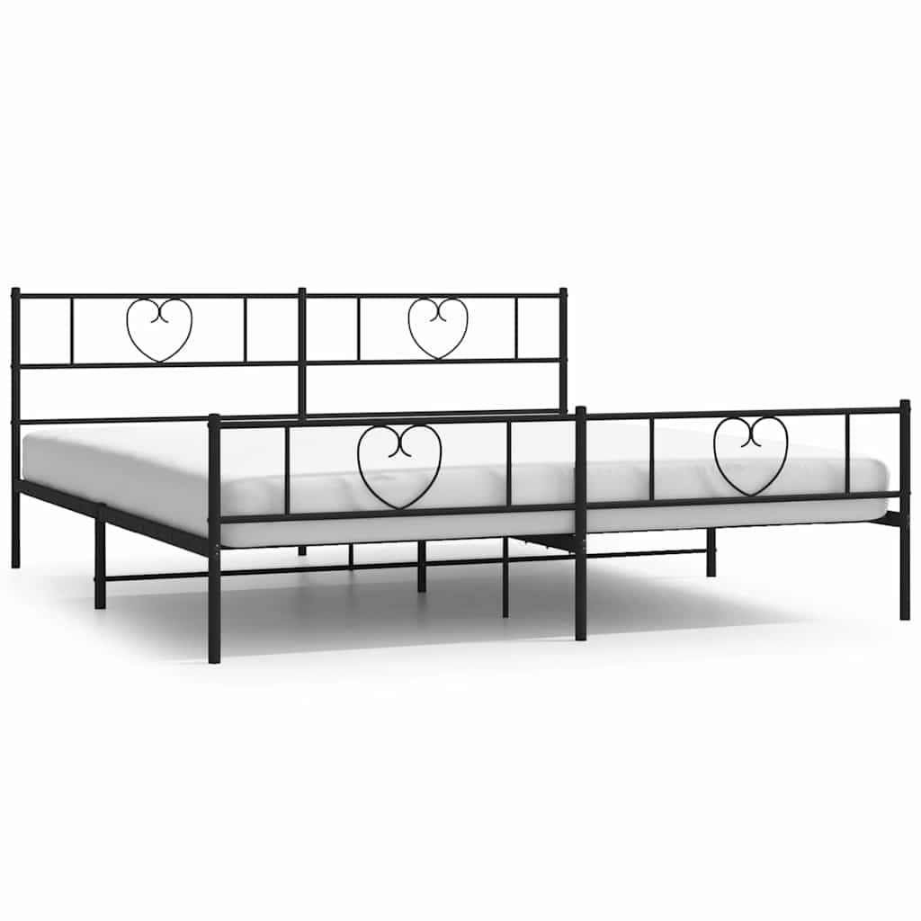 vidaXL Bedframe met hoofd- en voeteneinde metaal zwart 193x203 cm, foto 3