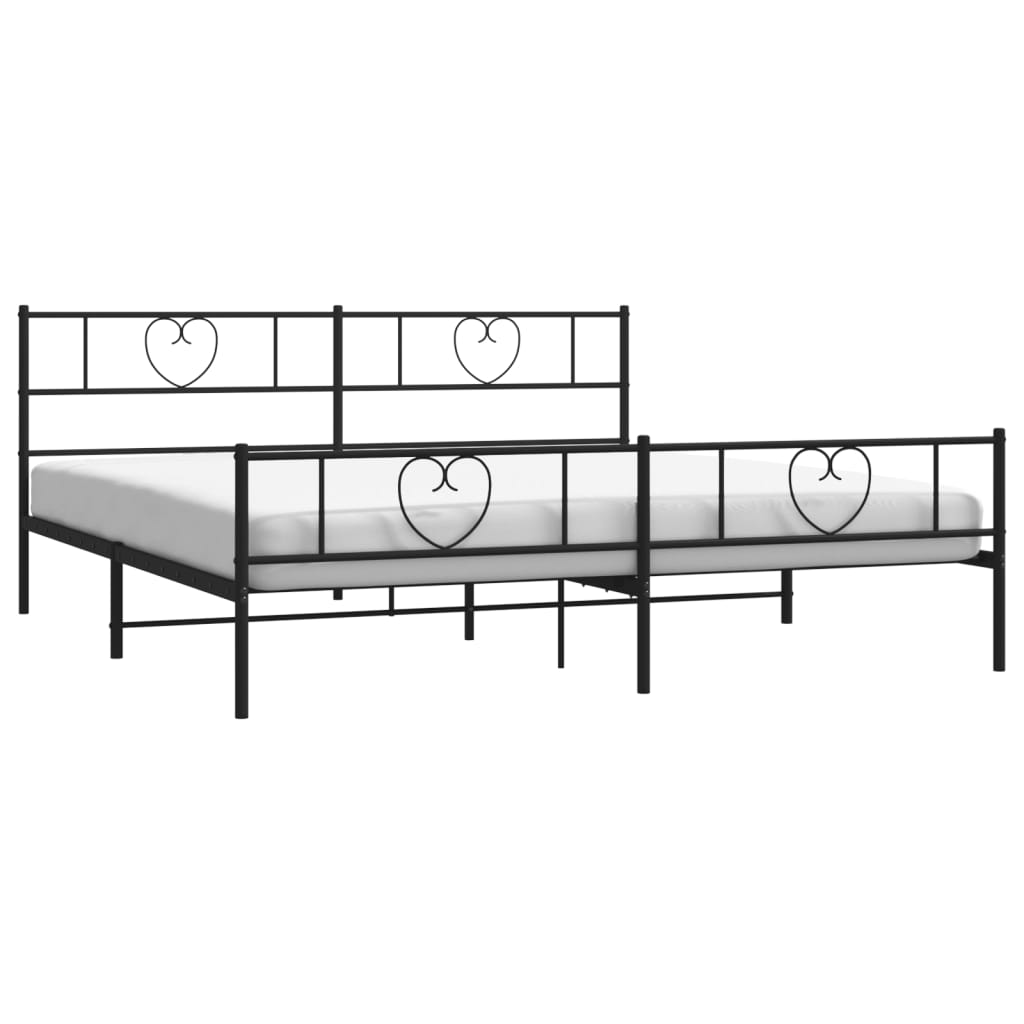 vidaXL Bedframe met hoofd- en voeteneinde metaal zwart 200x200 cm afbeelding