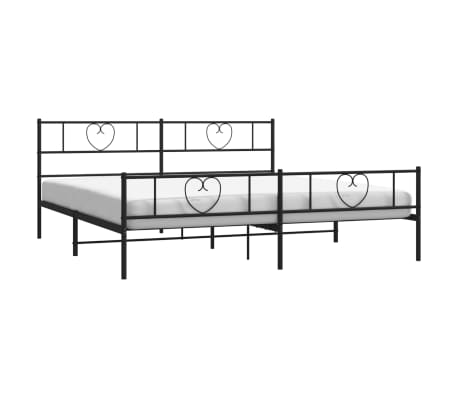 vidaXL Metal Bed Frame without Mattress with Footboard Black 200x200cm