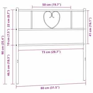 Kovové náhradní čelo postele černé 75 cm - obrázek 7