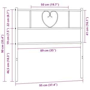Kovové náhradní čelo postele černé 90 cm - obrázek 7
