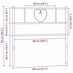 Kovové náhradní čelo postele černé 100 cm - obrázek 7