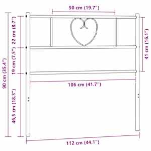 Kovové náhradní čelo postele černé 107 cm - obrázek 7