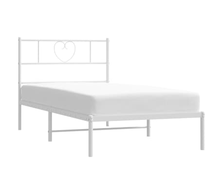 vidaXL Metal Bed Frame without Mattress with Headboard White 29.5"x74.8"