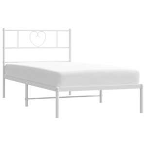 vidaXL Metal Bed Frame without Mattress with Headboard White 29.5"x74.8"