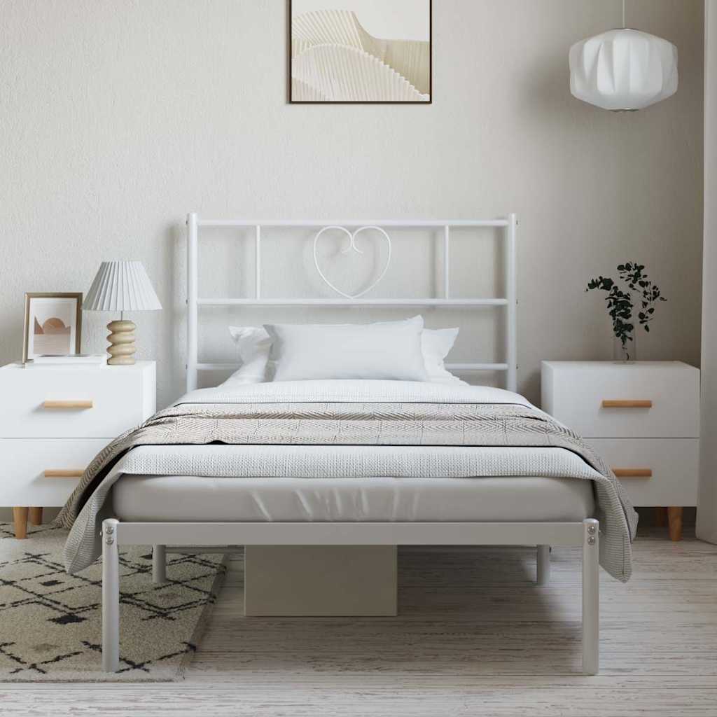 vidaXL Bedframe met hoofdbord metaal wit 100x190 cm, foto 2