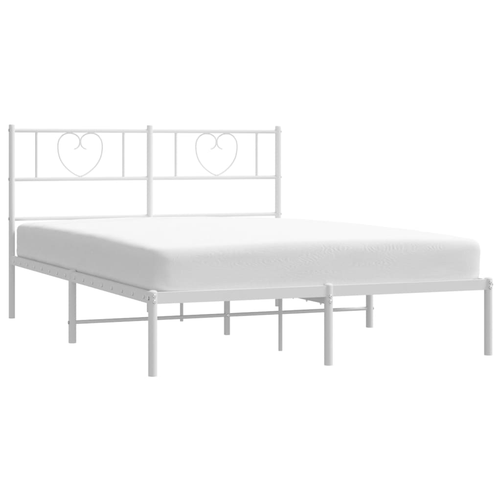 vidaXL Bedframe met hoofdbord metaal wit 160x200 cm afbeelding