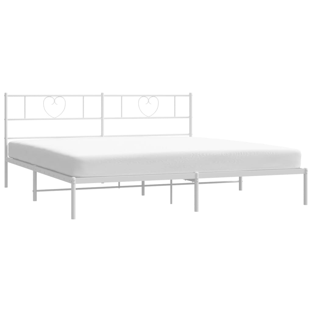 vidaXL Bedframe met hoofdbord metaal wit 180x200 cm afbeelding