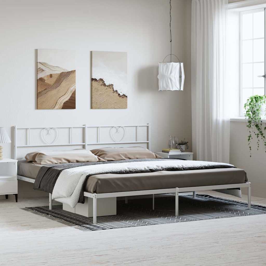 vidaXL Bettgestell mit Kopfteil Metall Weiß 193x203 cm