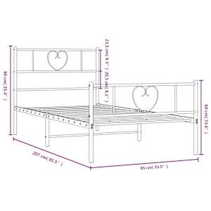 Kovový rám postele s hlavovým a nožním čelem bílý 80 x 200 cm - obrázek 9