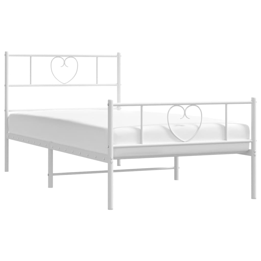 vidaXL Bedframe met hoofd- en voeteneinde metaal wit 90x190 cm afbeelding