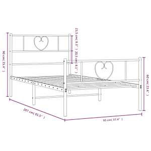 Kovový rám postele s hlavovým a nožním čelem bílý 90 x 200 cm - obrázek 9