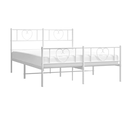 vidaXL Bettgestell mit Kopf- und Fu&szlig;teil Metall Wei&szlig; 140x190 cm