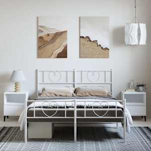 Kovový rám postele s hlavovým a nožním čelem bílý 150 x 200 cm - obrázek 4
