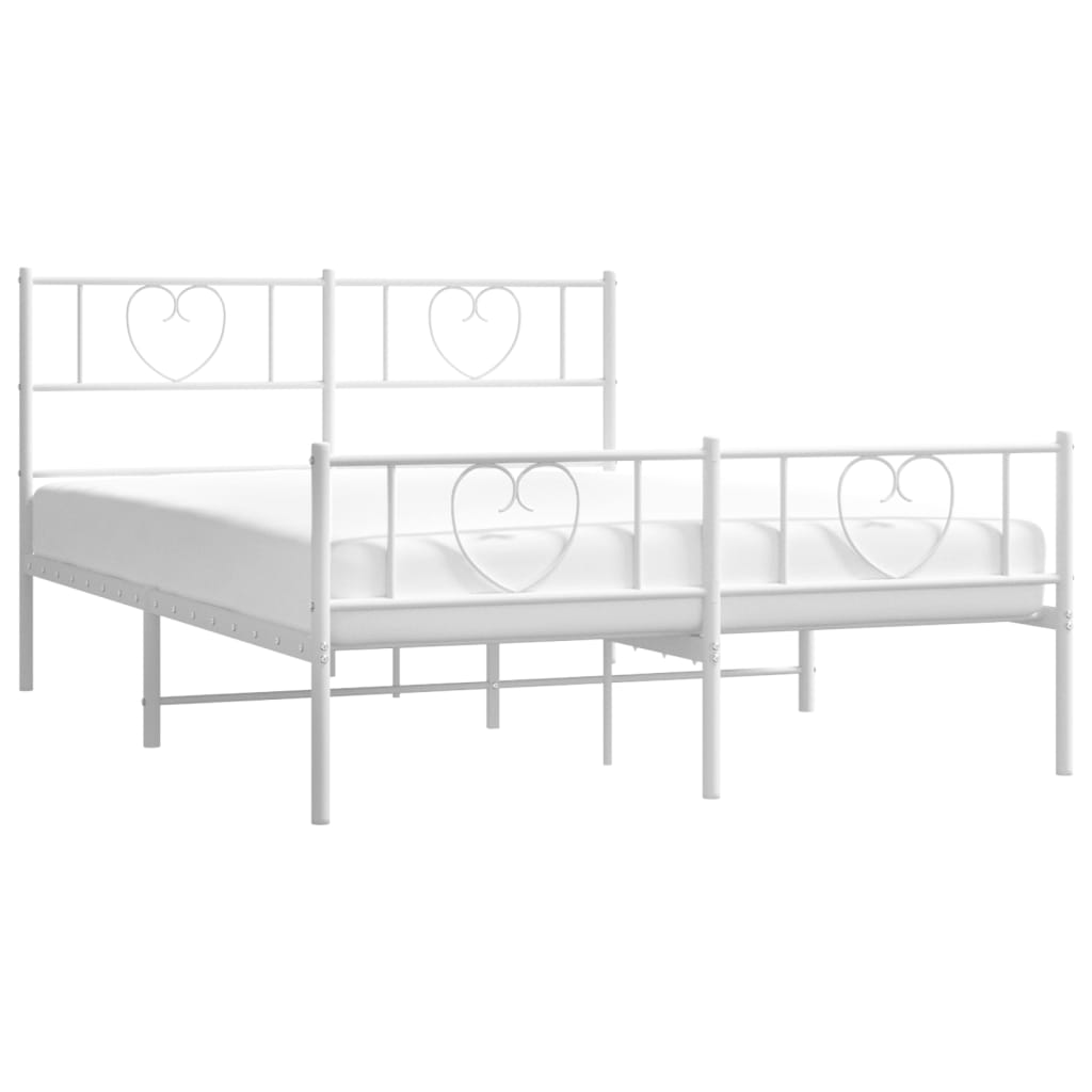 vidaXL Bedframe met hoofd- en voeteneinde metaal wit 160x200 cm afbeelding