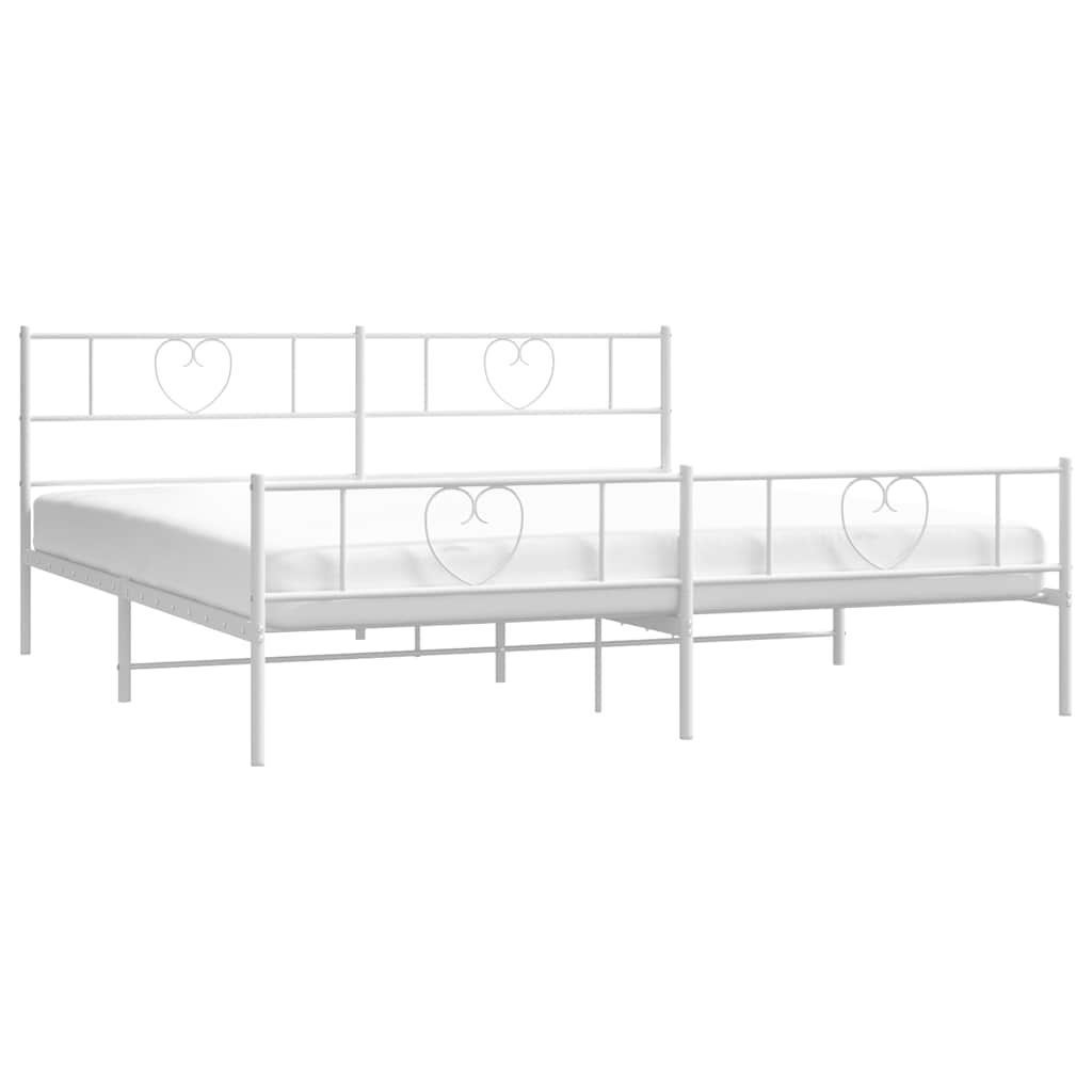 vidaXL Bedframe met hoofd- en voeteneinde metaal wit 183x213 cm afbeelding