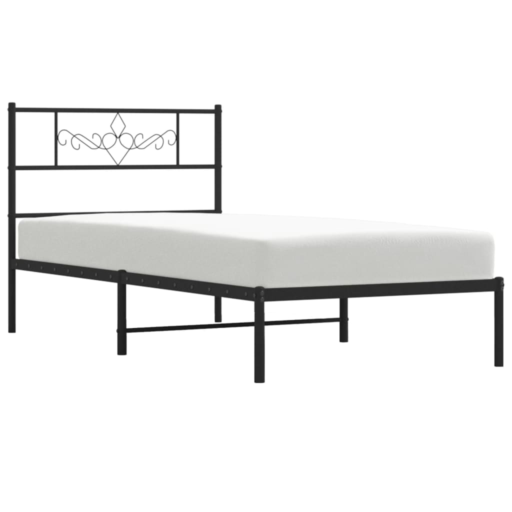 Thumbnail - vidaXL Bettgestell mit Kopfteil Metall Schwarz 75x190 cm