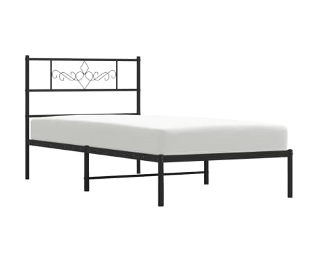 vidaXL Cadre de lit m&eacute;tal sans matelas avec t&ecirc;te de lit noir 75x190 cm
