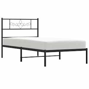 vidaXL Cadre de lit m&eacute;tal sans matelas avec t&ecirc;te de lit noir 75x190 cm