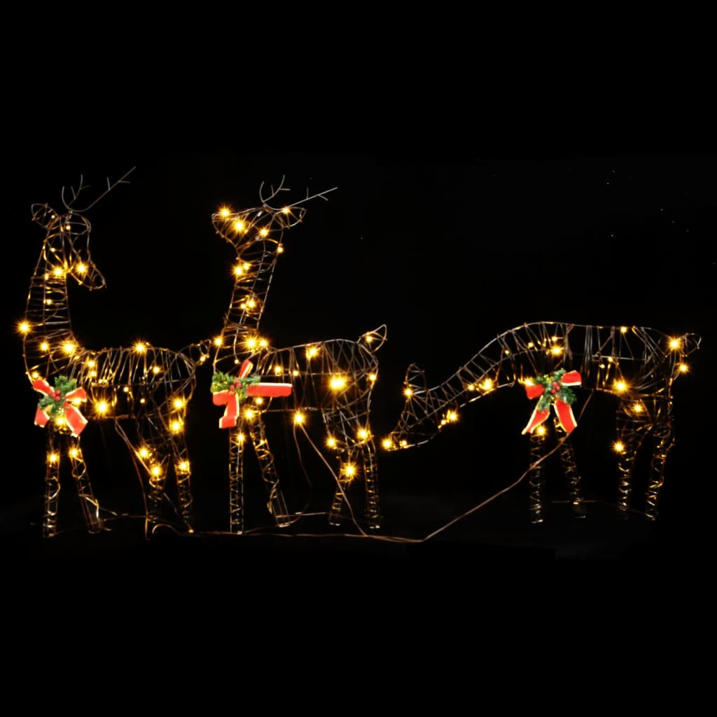 vidaXL Familii de reni de Crăciun, 2 buc., 180 LED-uri alb cald, ratan