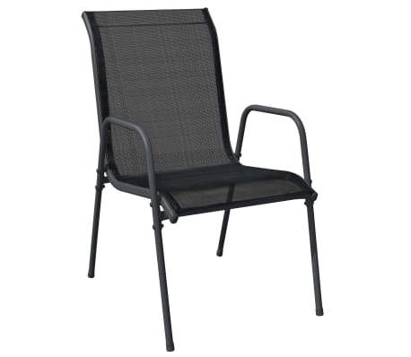 vidaXL Set mobilier de grădină, 7 piese, negru, oțel și textilenă