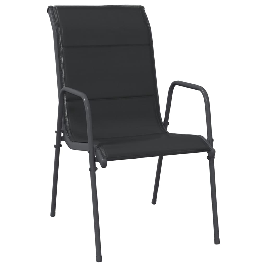 vidaXL Set mobilier de grădină, 3 piese, negru, textilenă și oțel