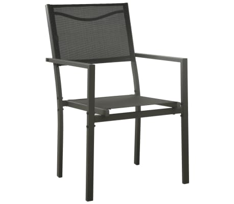 vidaXL 7-osainen Ulkoruokailuryhm&auml; musta ter&auml;s ja Textilene