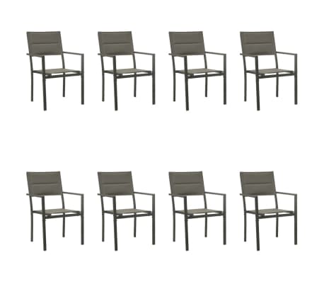 vidaXL 9 pcs conjunto de jantar para jardim a&ccedil;o e textilene preto